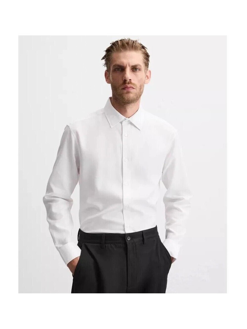 ZARA NWOT MENS EASY CARE TEXTURED SHIRT IN WHITE-SIZE LARGE